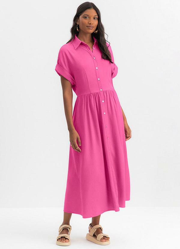 Vestido Feminino Midi em Viscose Rosa