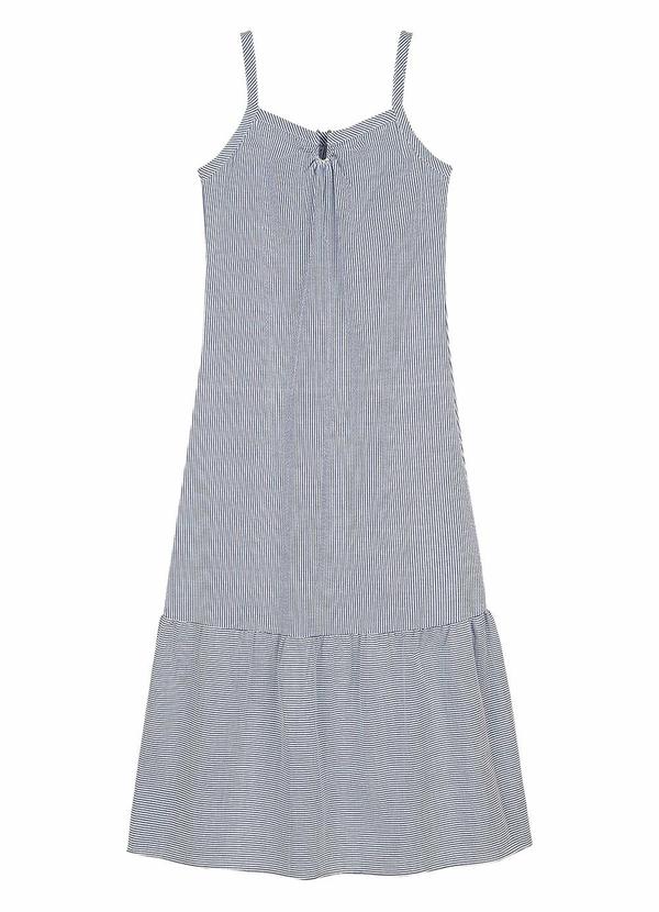 Vestido Feminino Midi Fio Tinto Azul
