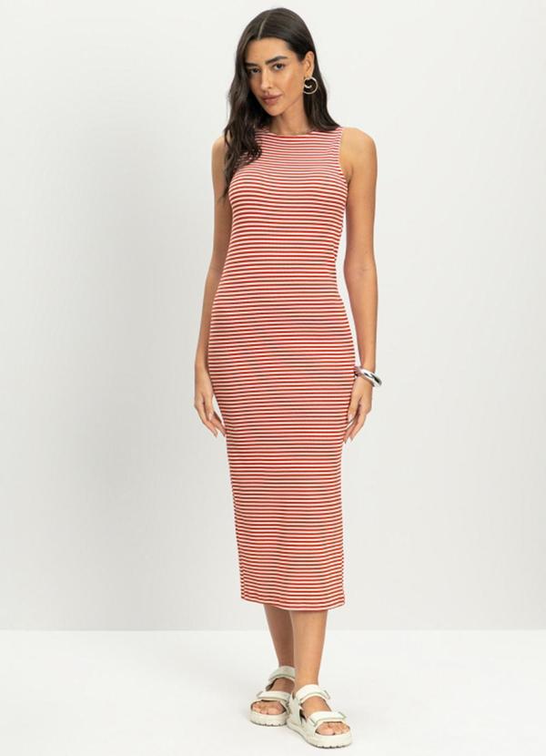 Vestido Feminino Midi Fio Tinto Vermelho