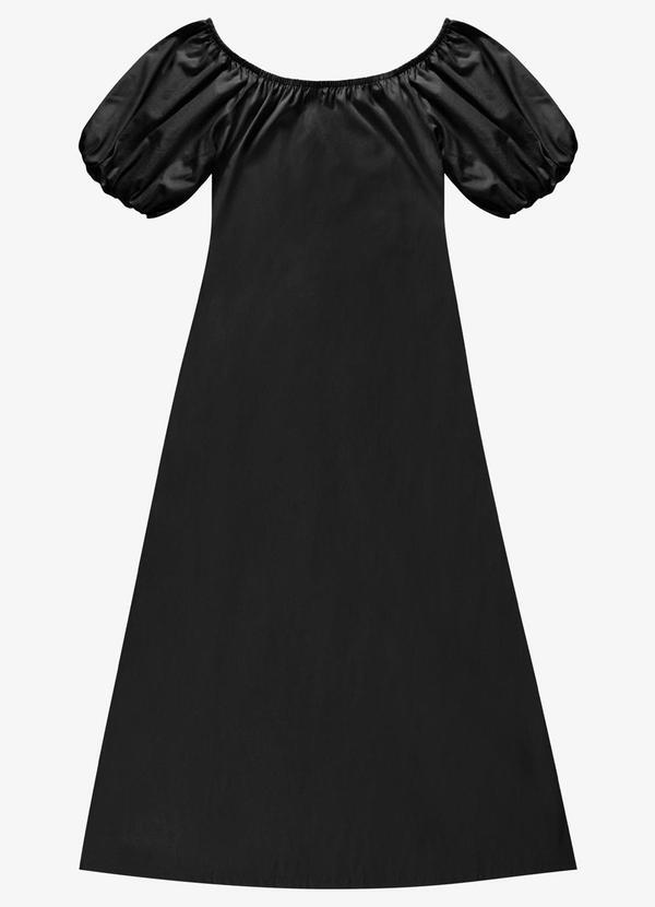 Vestido Feminino Midi Manga Bufante Preto