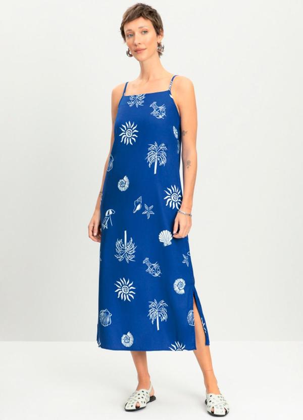 Vestido Feminino Midi Praiano Azul