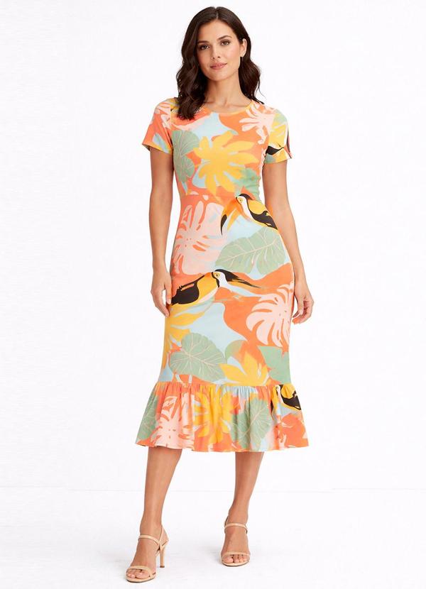 Vestido Feminino Midi Slim em Suplex Rosa