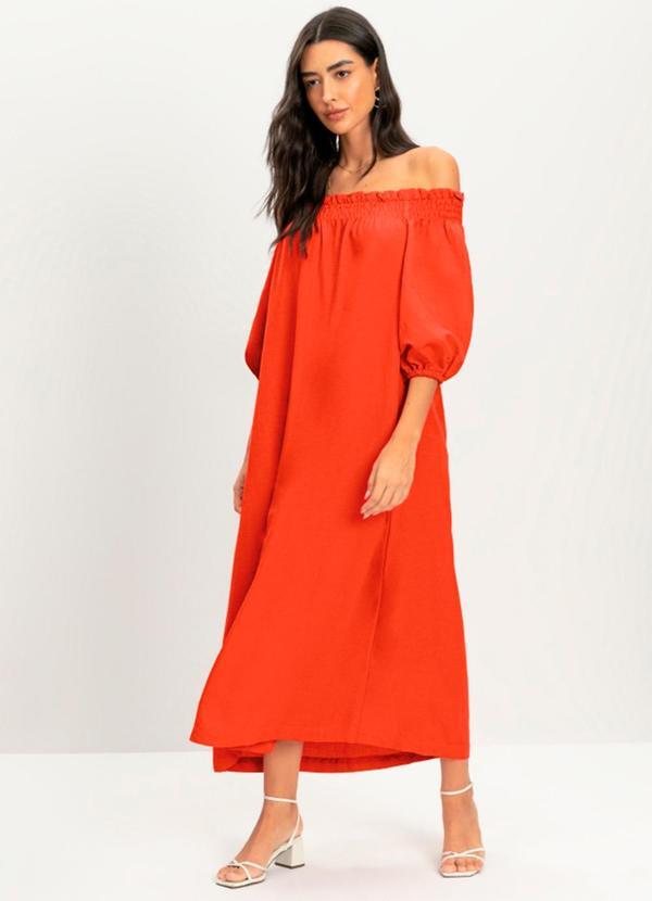 Vestido Feminino Midi Texturizado Vermelho