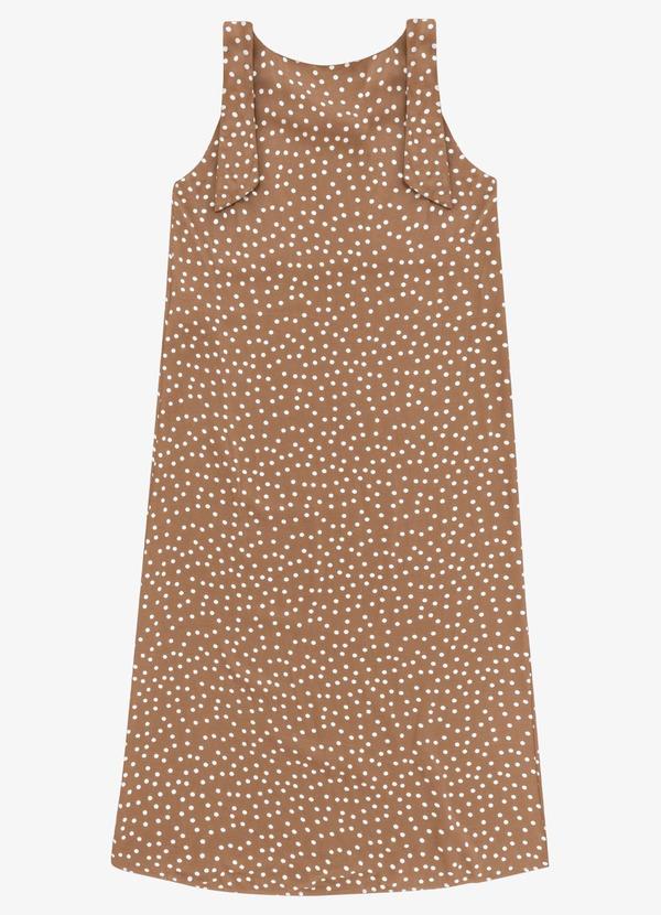 Vestido Feminino Midi Viscose Acetinada Marrom