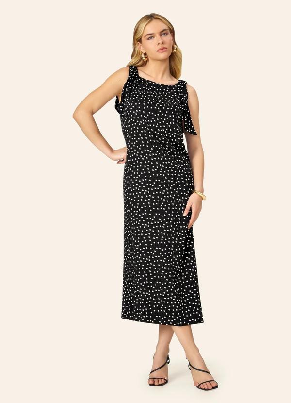 Vestido Feminino Midi Viscose Acetinada Preto
