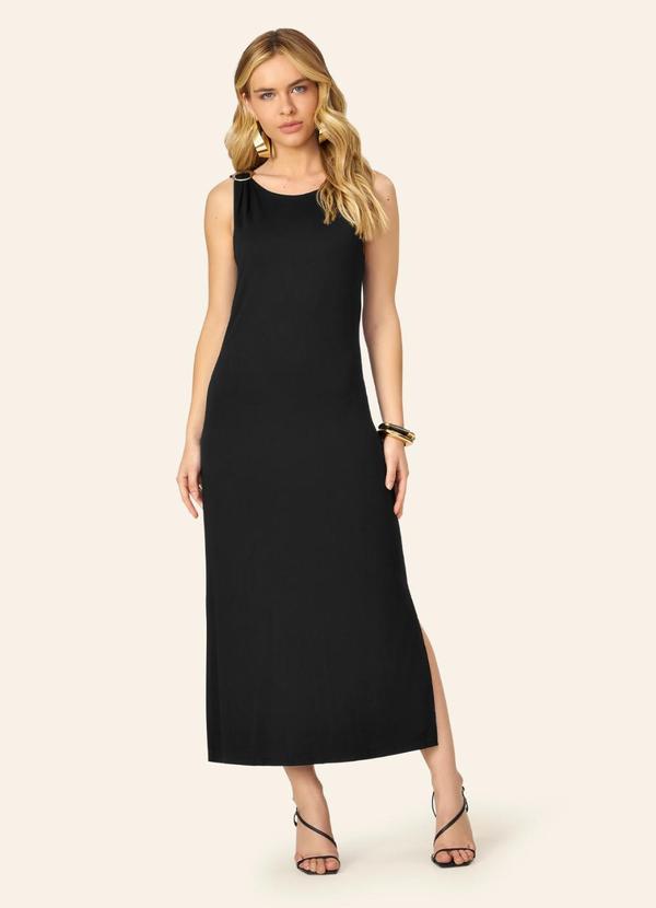 Vestido Feminino Super Midi Visco Preto