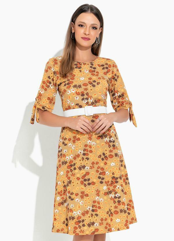 Vista 2 Vestido Floral Amarelo com Manga Rosalie Rosalie