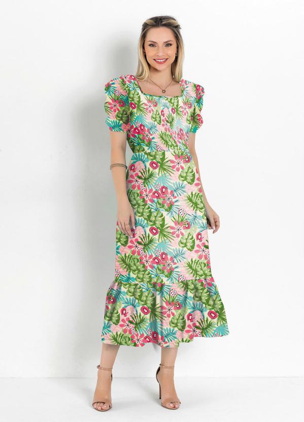 Vista 2 Vestido Floral AmareloDe Babado Rosalie Rosalie