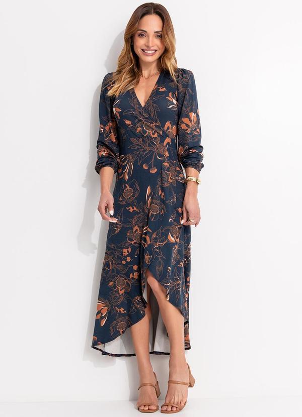 Vestido Floral Artístico em Malha de Viscose