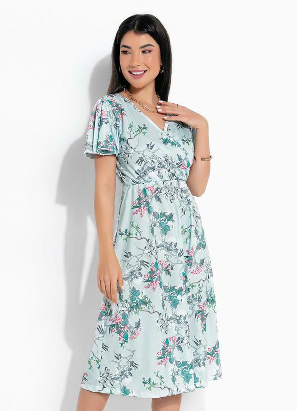 Vista 2 Vestido Floral Azul Transpassado Rosalie Rosalie