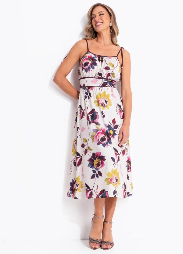 Vestido Floral Bordô em Malha Fria