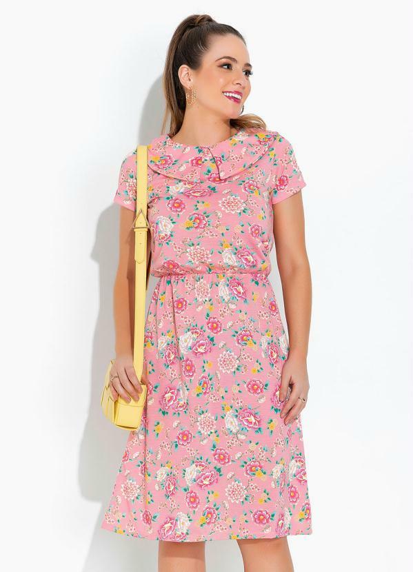 Vestido Floral com Gola