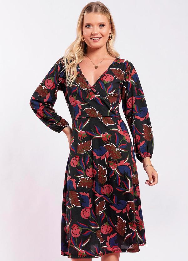 Vista 2 Vestido Floral Invernal em Malha Moda Pop Moda Pop