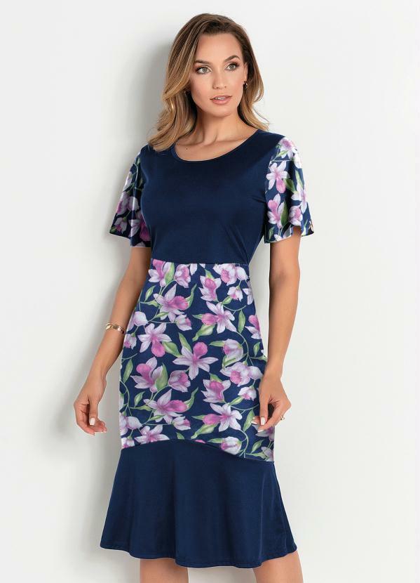 Vista 2 Vestido Floral MarinhoCom Babado Rosalie Rosalie
