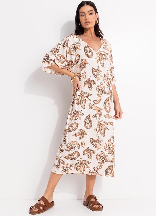 Vestido Floral Paisley em Malha de Viscose