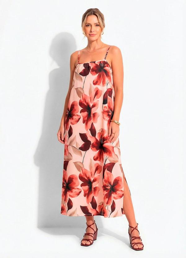 Vestido Floral Pincelado em Malha Fria