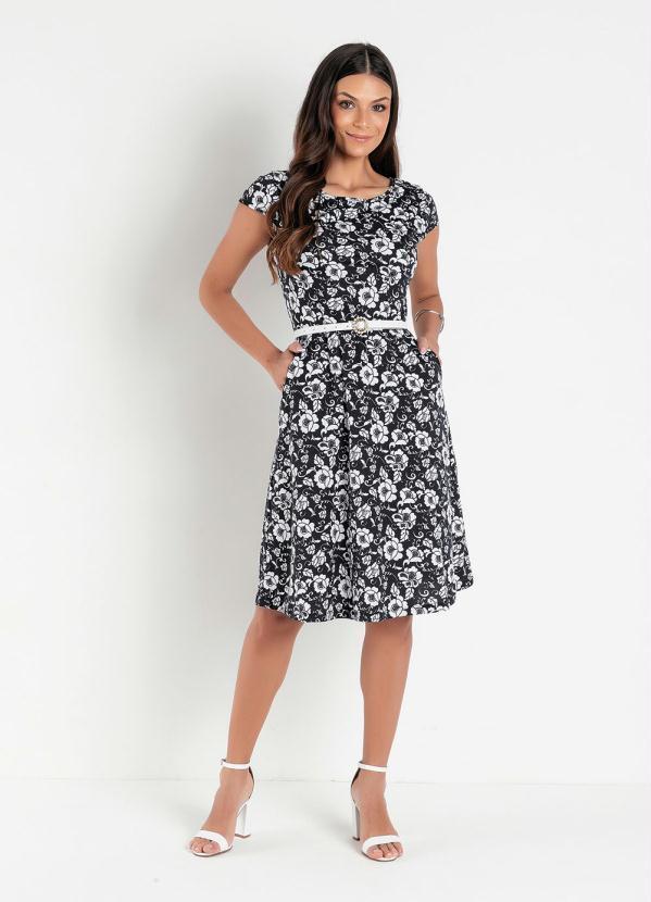 Vista 2 Vestido Floral Preto com Bolso Rosalie Rosalie
