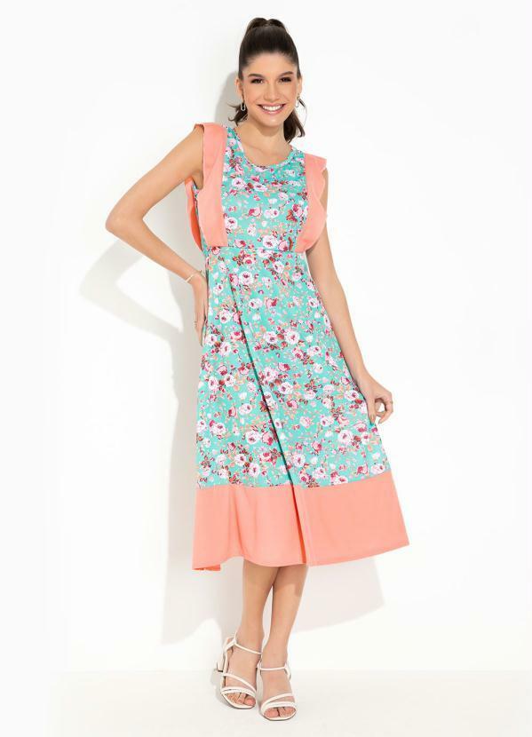 Vista 2 Vestido Floral Rosa com Babado Rosalie Rosalie