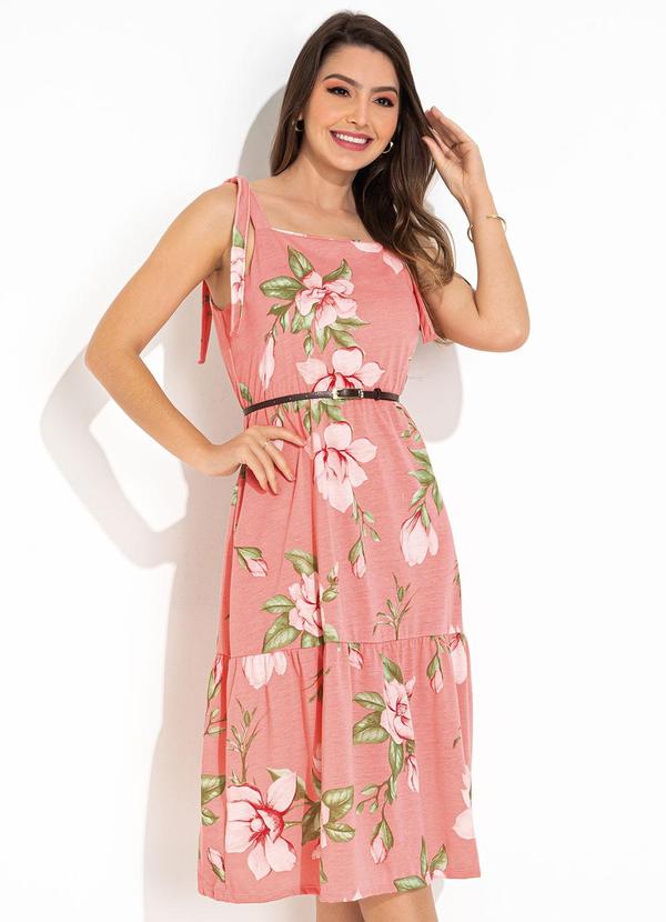 Vista 2 Vestido Floral Rosa em Malha Rosalie Rosalie