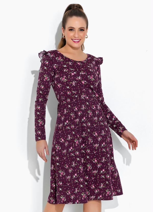 Vista 2 Vestido Floral Roxo Rosalie Rosalie