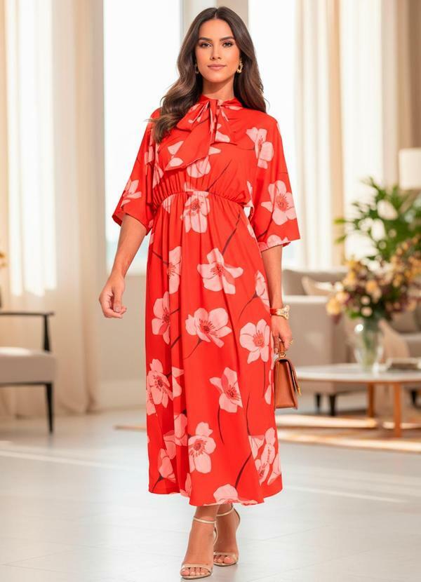 Vista 2 Vestido Flores em Malha Fria Quintess Quintess