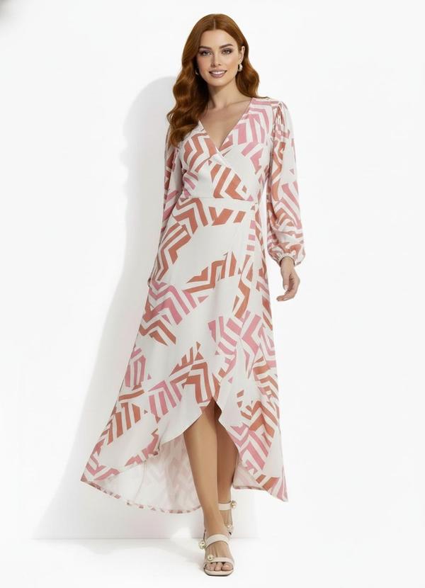 Vestido Geométrico Bicolor em Malha de Viscose