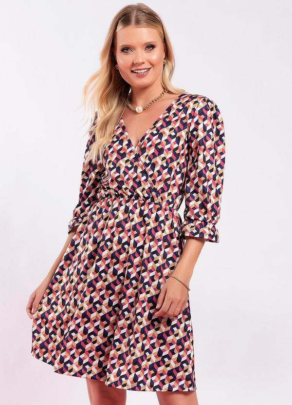 Vestido Geométrico em Jersey Acetinado