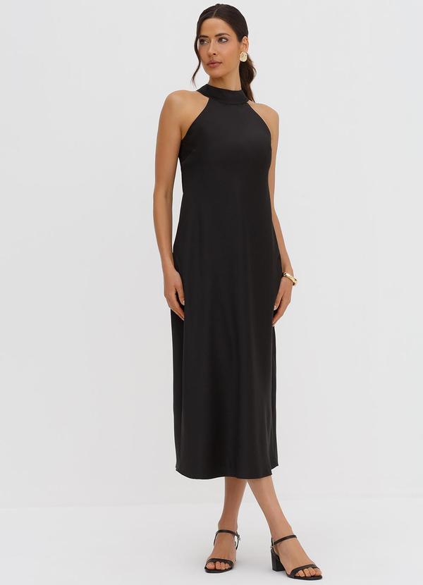 Vista 2 Vestido Gola Alta com Amarração Indira Preto Principessa Principessa