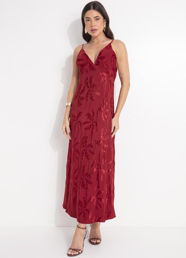 Vista 2 Vestido Jacquard Coqueirada Vermelho FARM FARM