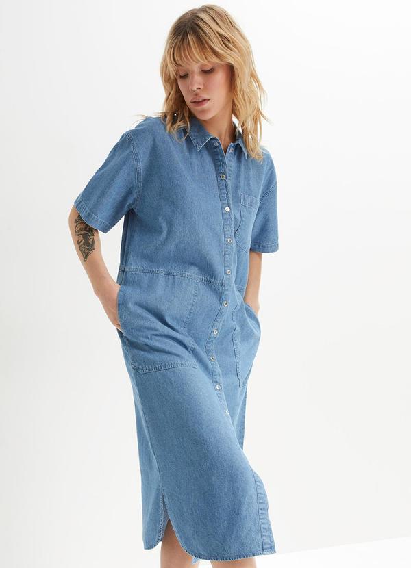 Vestido Jeans Claro em Jeans Leve