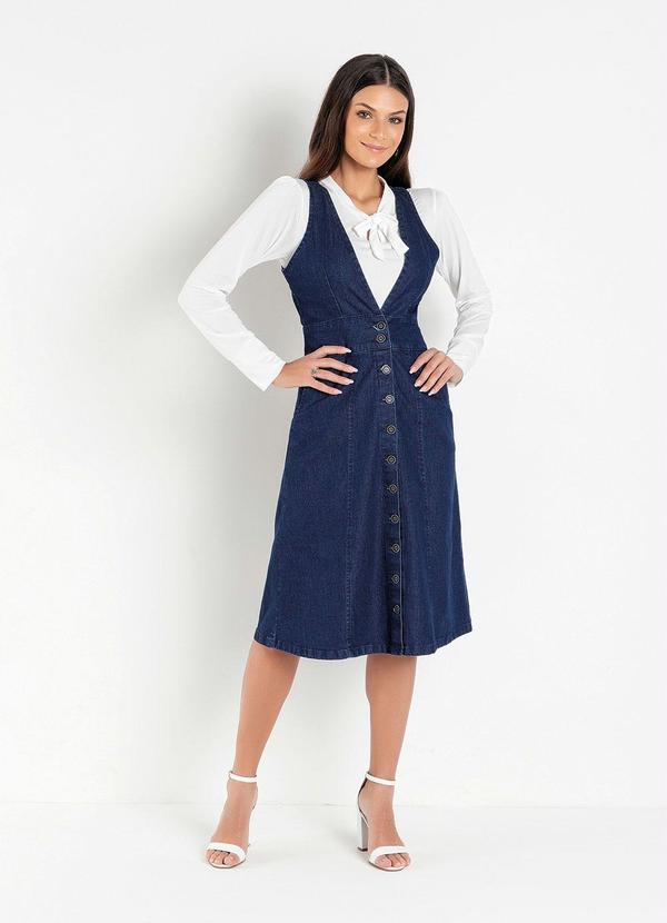 Vestido Jeans com Bolsos