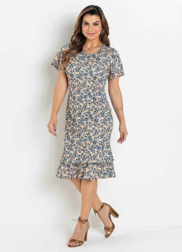 Vestido Justo Folhagem Amarela