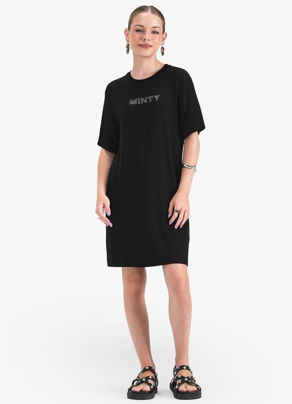 Vestido Juvenil Curto em Molecotton Preto