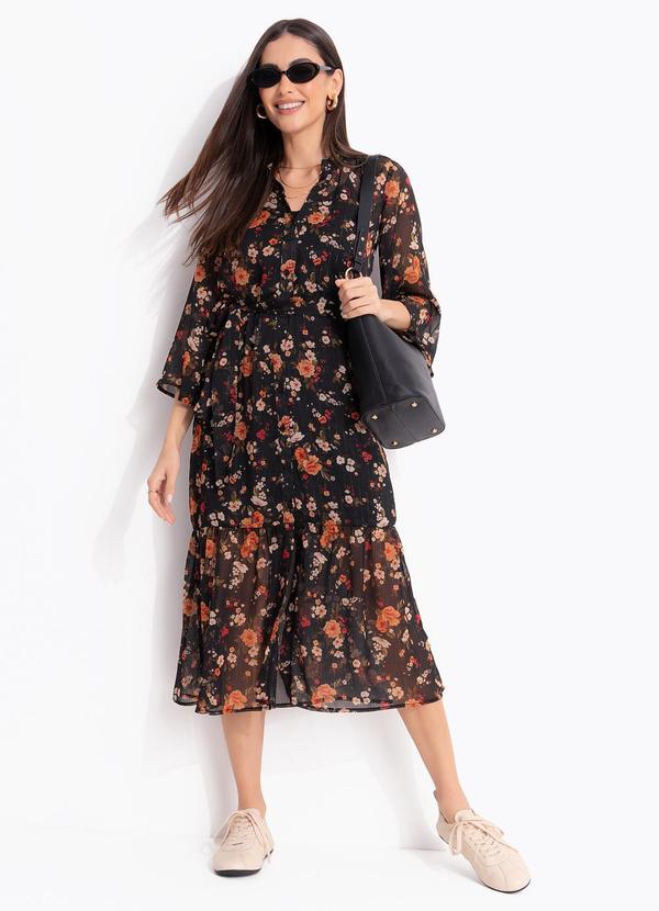 Vestido Liberty Preto em Chiffon