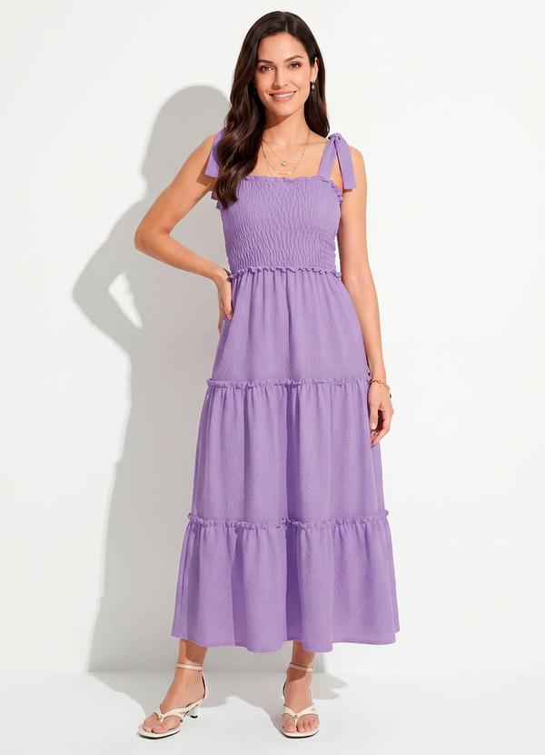 Vestido Lilás com Babados e Alças para Amarrar