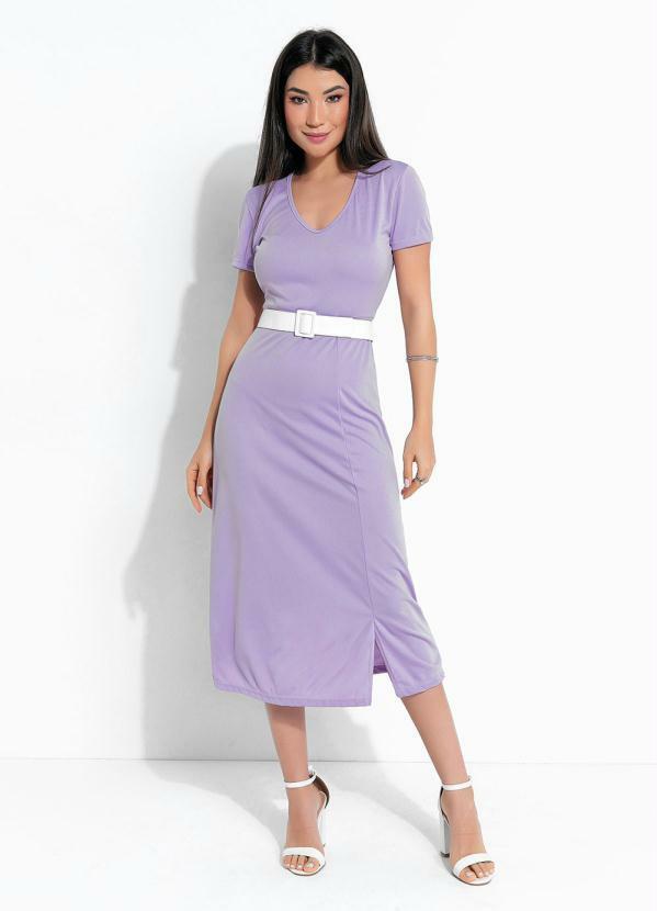 Vestido Lilás com Fenda