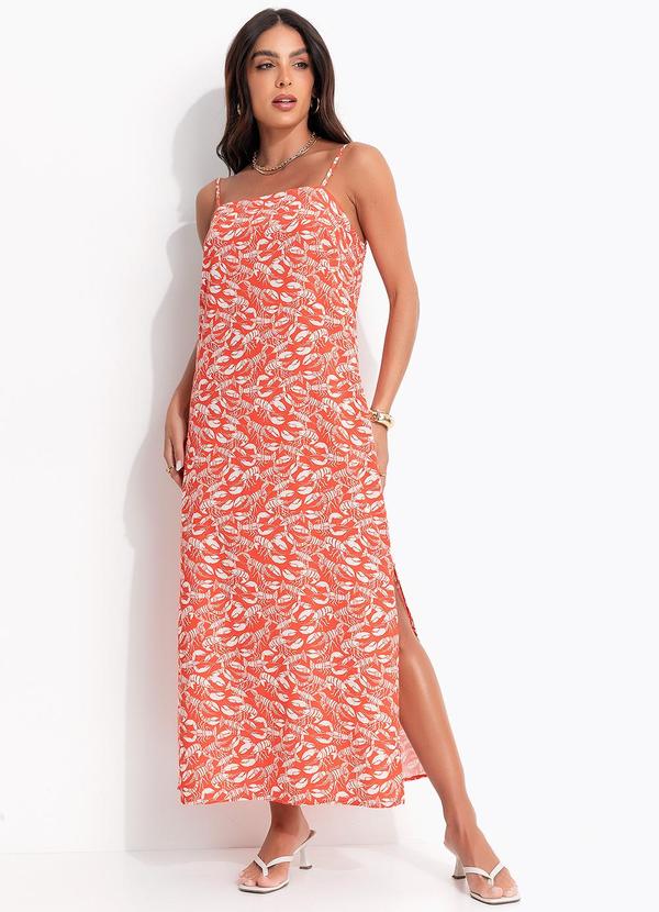 Vestido Linho Estampado Vermelho