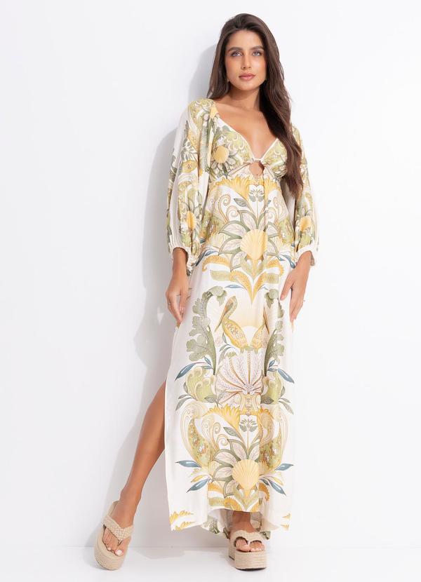 Vista 2 Vestido Longo Cropped Jardim de Mar Bege FARM FARM