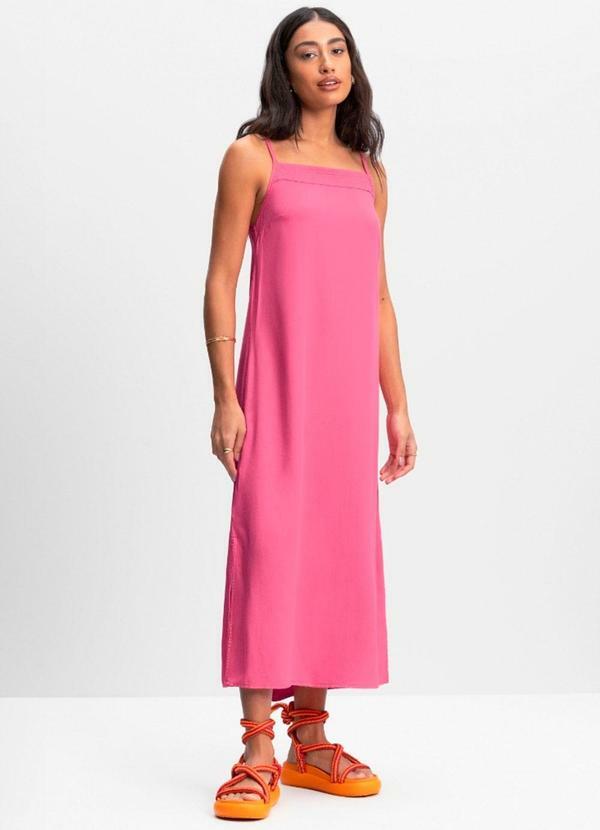 Vestido Longo Feminino com Fenda Rosa