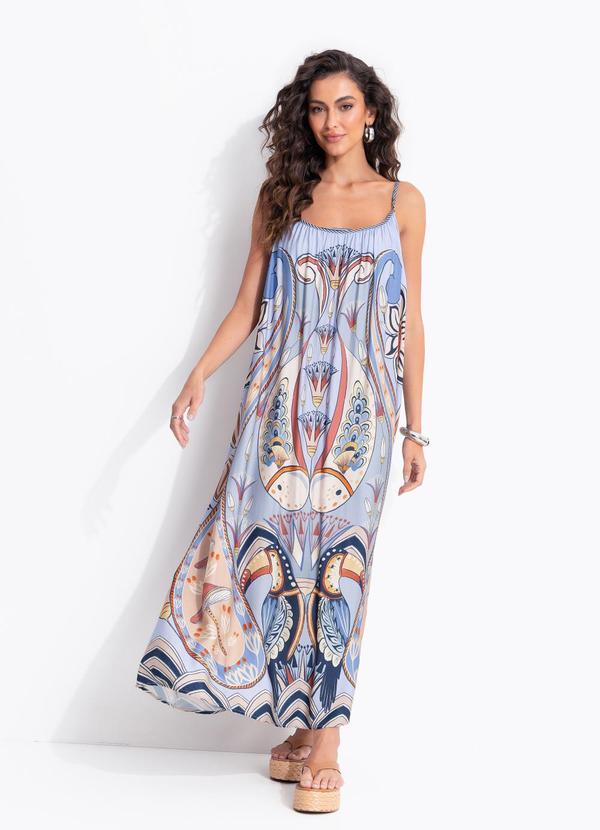 Vestido Longo Lenço Riviera Azul