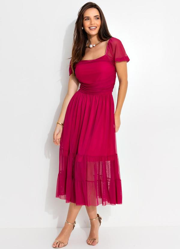 Vista 2 Vestido Magenta em Tule. Quintess Quintess