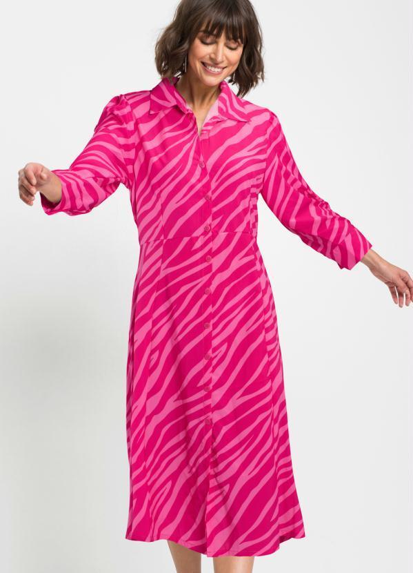 Vestido Manga 3/4 Zebra Rosa Pink