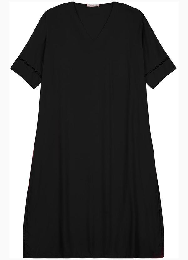 Vestido Manga Curta em Viscose Preto