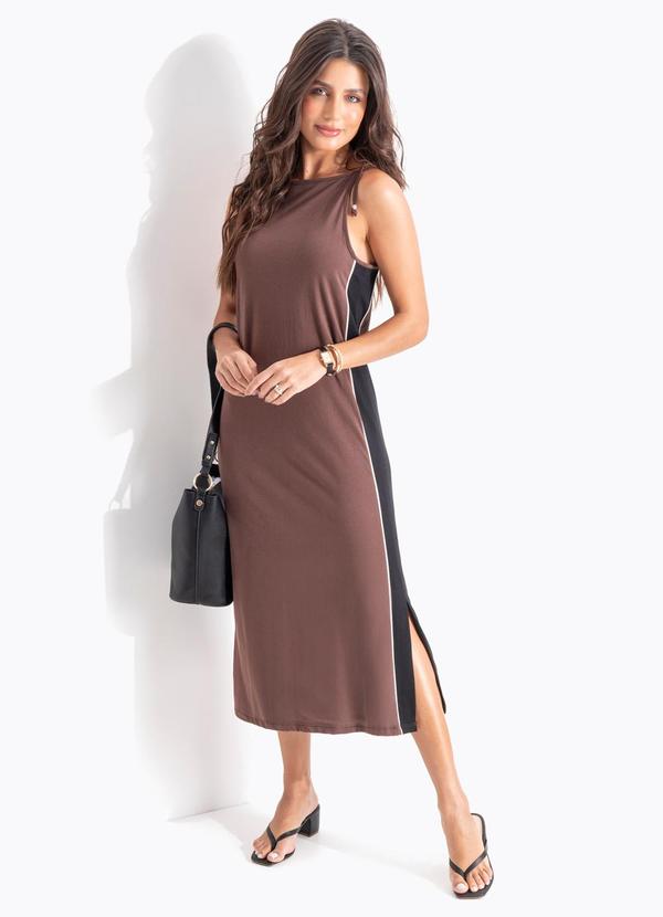 Vestido Marrom em Malha de Algodão