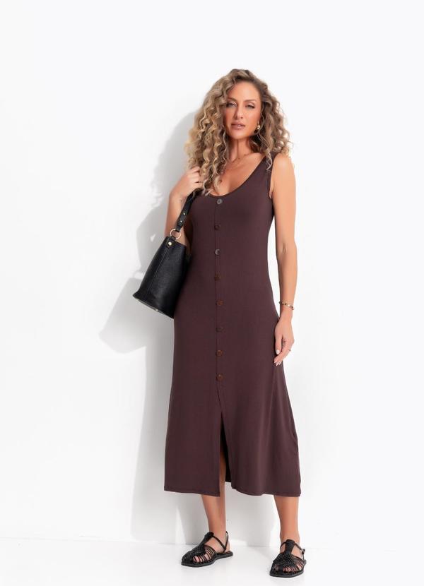 Vestido Marrom em Malha de Viscose