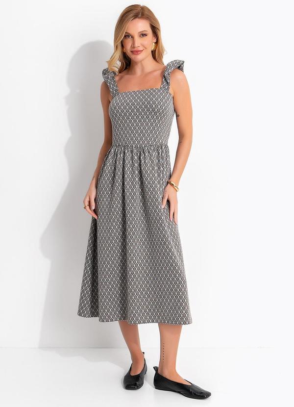 Vestido Marrom em Malha Jacquard