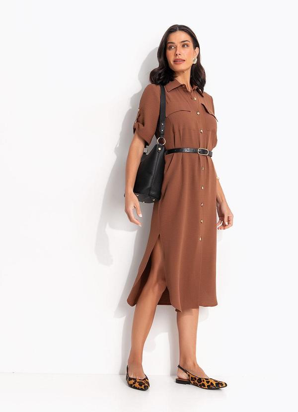 Vestido Marrom em Tecido Air Flow