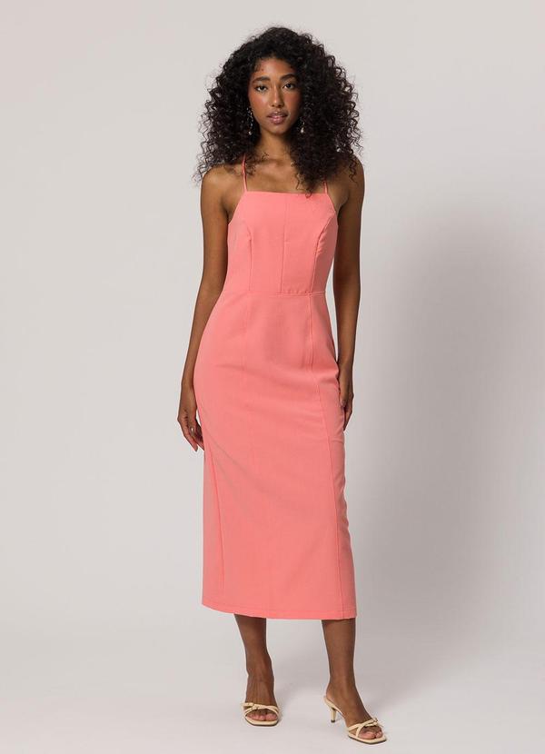 Vestido Maxi Midi de Alça Laranja