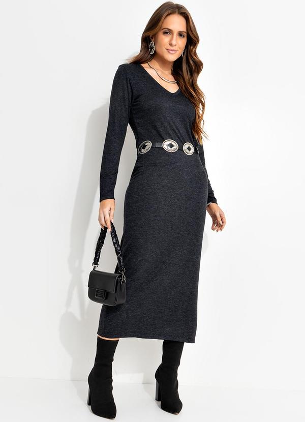 Vestido Mescla Escuro em Moletinho de Viscose