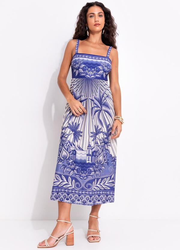 Vestido Midi Afeto Tropical Azul